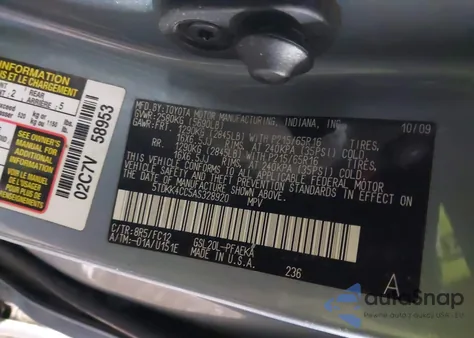 2010 Toyota Sienna Le z USA, uszkodzony, nr VIN 5TDKK4CC5AS328920